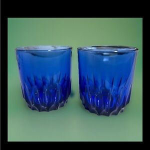 2 LUMINARC Cobalt Blue 8 oz Rocks Tumblers Glasses Made in France